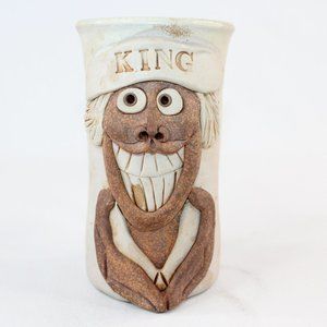 3D Stoneware King Face Hand Thrown Pottery Coffee